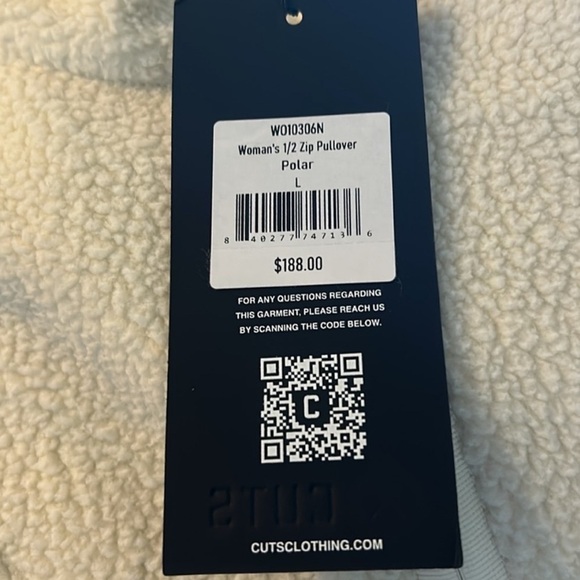 NWT Cuts Polartec® Sherpa 1/2 Zip Sweatshirt Jacket Polar Cream - Picture 5 of 6